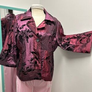 Susan Graver Iridescent Tonal Patchwork Velvet Flocked Jacket